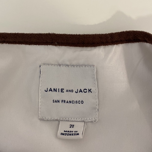 Janie and Jack 2T White Quilted Jacket with Brown Trim - Picture 4 of 5